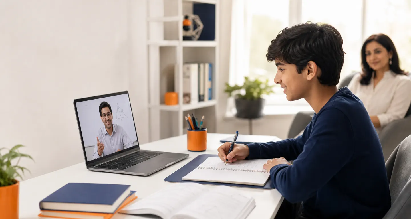 Student attending a one-to-one online lesson at home